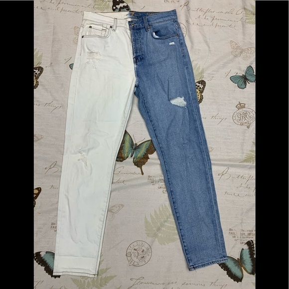7 for all mankind two tone high waist josefina denim jeans - Picture 3 of 8